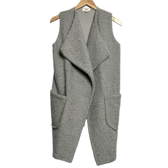 Umgee Sherpa Asymmetrical Vest Sleeveless Gray Size Small - Picture 1 of 7